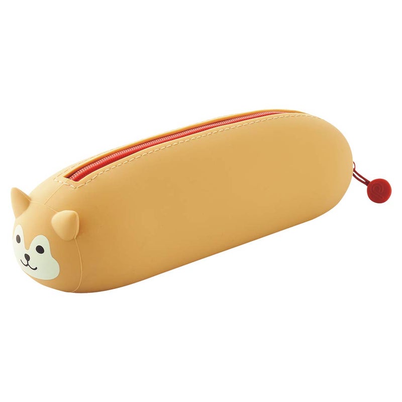 LIHIT LAB PuniLabo Zipper Pen Case/Pouch, Horizontal, 2.5" x 7.9", Shiba Dog (A7781-2), Pen: 2.5"x 7.9"x 2.4" - Image 1